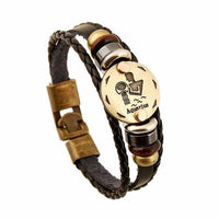 Thumbnail for 12 Constellation Zodiac Mens/Womens Leather Bracelet