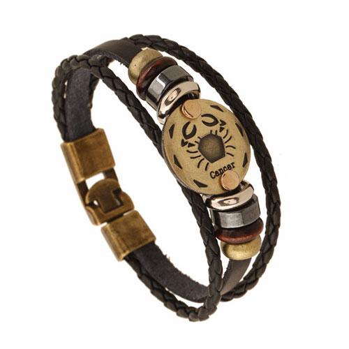 12 Constellation Zodiac Mens/Womens Leather Bracelet