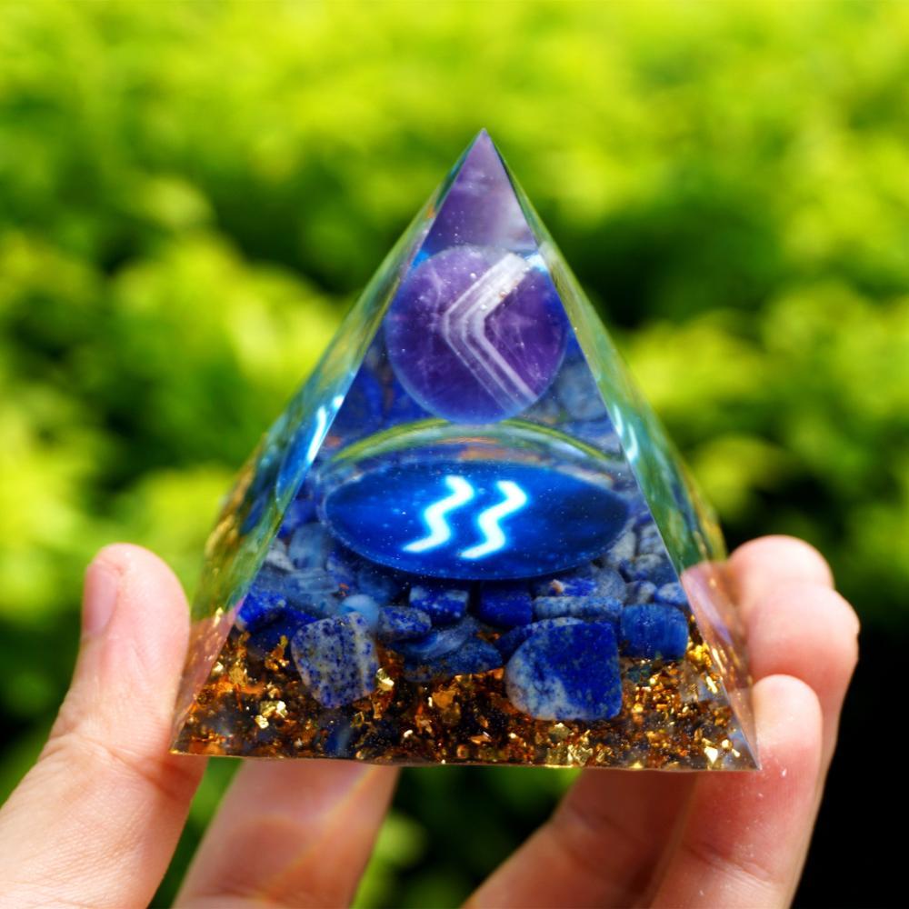 #149 - Handmade Amethyst & Lapis Lazuli 'DEEP INNER-KNOWLDEGE' AQUARIUS Zodiac ORGONITE Pyramid