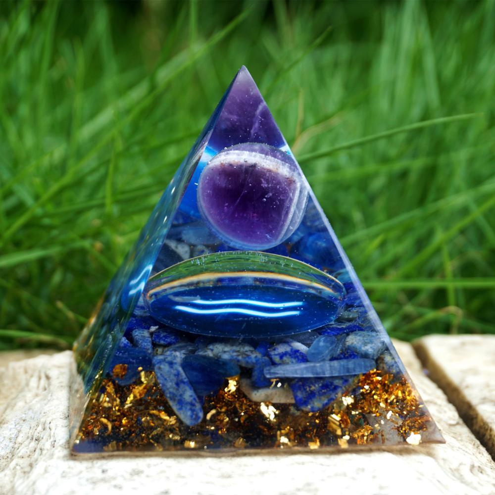 #149 - Handmade Amethyst & Lapis Lazuli 'DEEP INNER-KNOWLDEGE' AQUARIUS Zodiac ORGONITE Pyramid