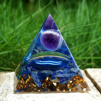 Thumbnail for #149 - Handmade Amethyst & Lapis Lazuli 'DEEP INNER-KNOWLDEGE' AQUARIUS Zodiac ORGONITE Pyramid