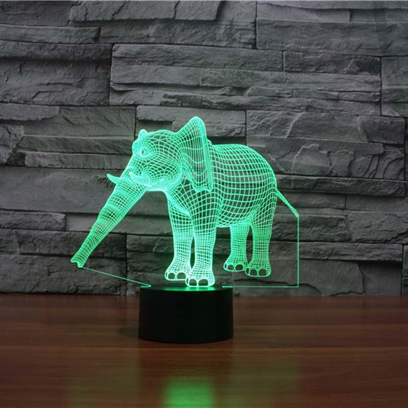 3D Hologram Elephant LED Lamp