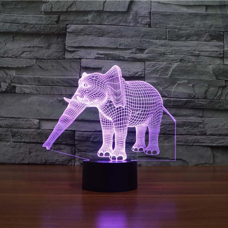 3D Hologram Elephant LED Lamp
