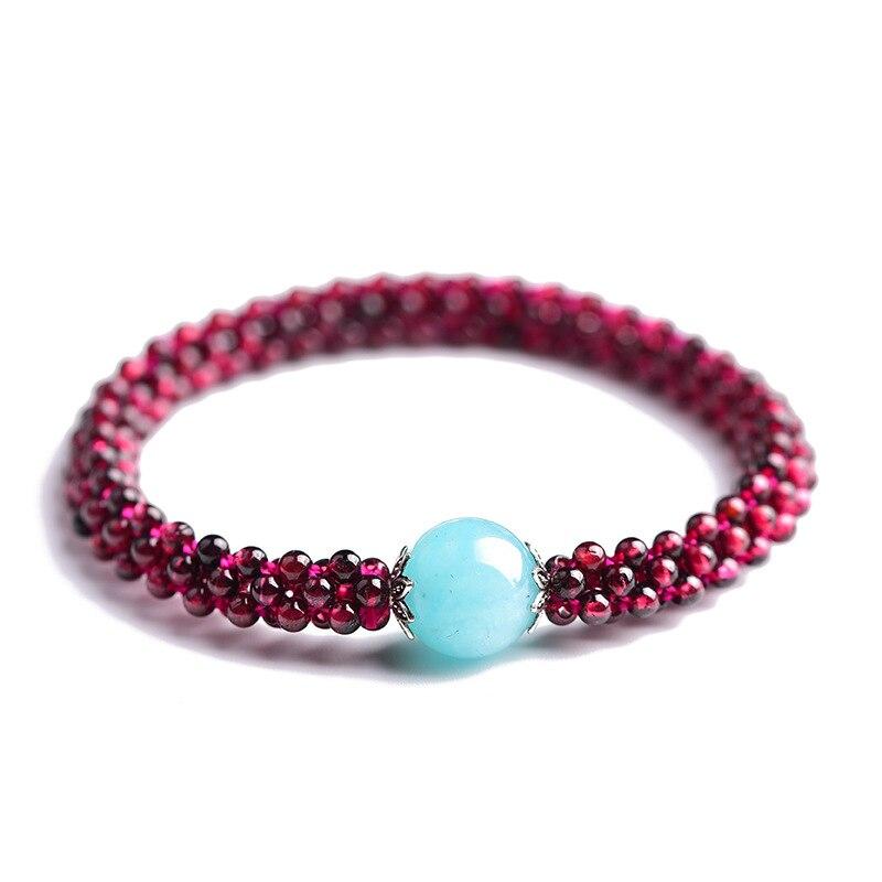 Genuine Garnet & Amazonite Stone COURAGE & HOPE Bracelet