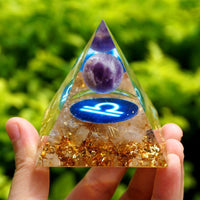Thumbnail for #128 - Handmade Amethyst & Tourmalinated Quartz 'HEAL SHADOW ENERGIES' LIBRA Zodiac ORGONITE Pyramid