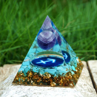 Thumbnail for #126 - Handmade Amethyst & Turquoise 'SERENITY' SAGITTARIUS Zodiac ORGOBITE Pyramid
