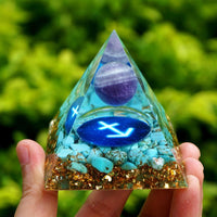 Thumbnail for #126 - Handmade Amethyst & Turquoise 'SERENITY' SAGITTARIUS Zodiac ORGOBITE Pyramid