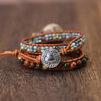 Thumbnail for 65 million year old Ammonite Fossil & Jasper Stone NURTURING Wrap Bracelet