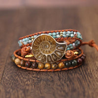 Thumbnail for 65 million year old Ammonite Fossil & Jasper Stone NURTURING Wrap Bracelet