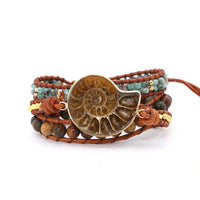 Thumbnail for 65 million year old Ammonite Fossil & Jasper Stone NURTURING Wrap Bracelet