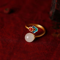 Thumbnail for Auspicious Cloud White Jade Endless Luck Ring YourSoulPlace.com