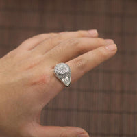 Thumbnail for Solid 925 Silver 6 Syllable Lotus Mantra Signet Ring