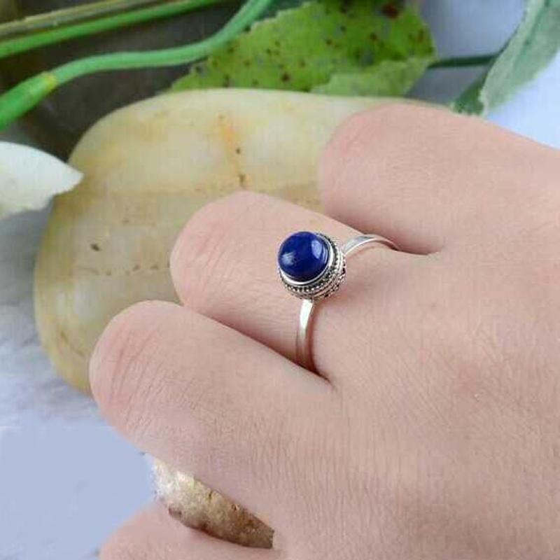 925 Sterling Silver Lapis Lazuli Stone Ring