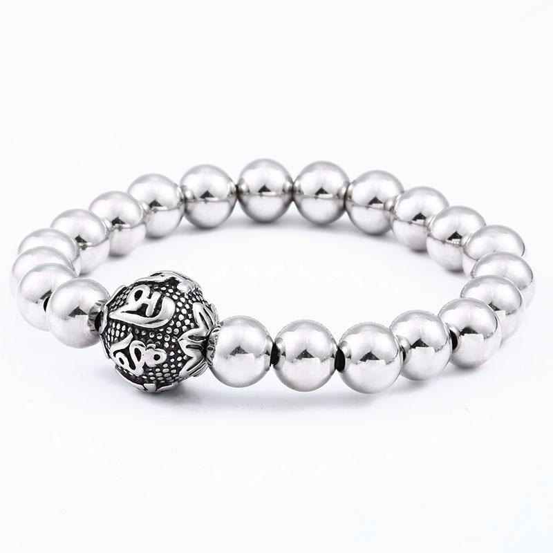 Stainless Steel 6 Syllable OM MANTRA Bead SPIRITUAL Bracelet - 3 Designs