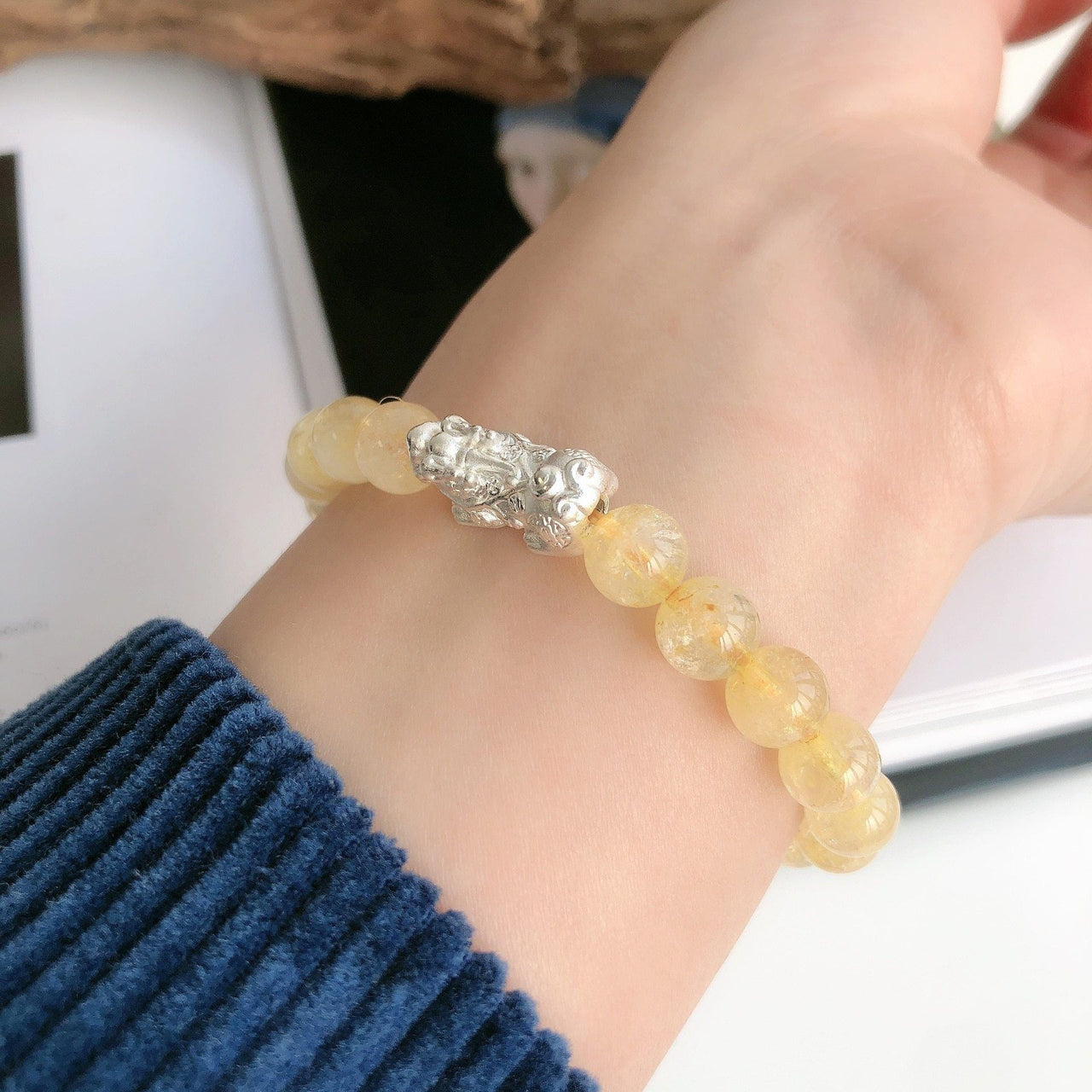 925 Sterling Silver Pixiu & AAA Quality Citrine Stone SUCCESS & POSITIVITY Bracelet