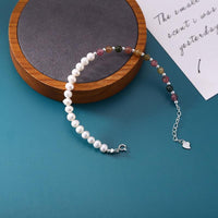 Thumbnail for Natural Tourmaline & Freshwater Pearls Sterling Silver Bracelet