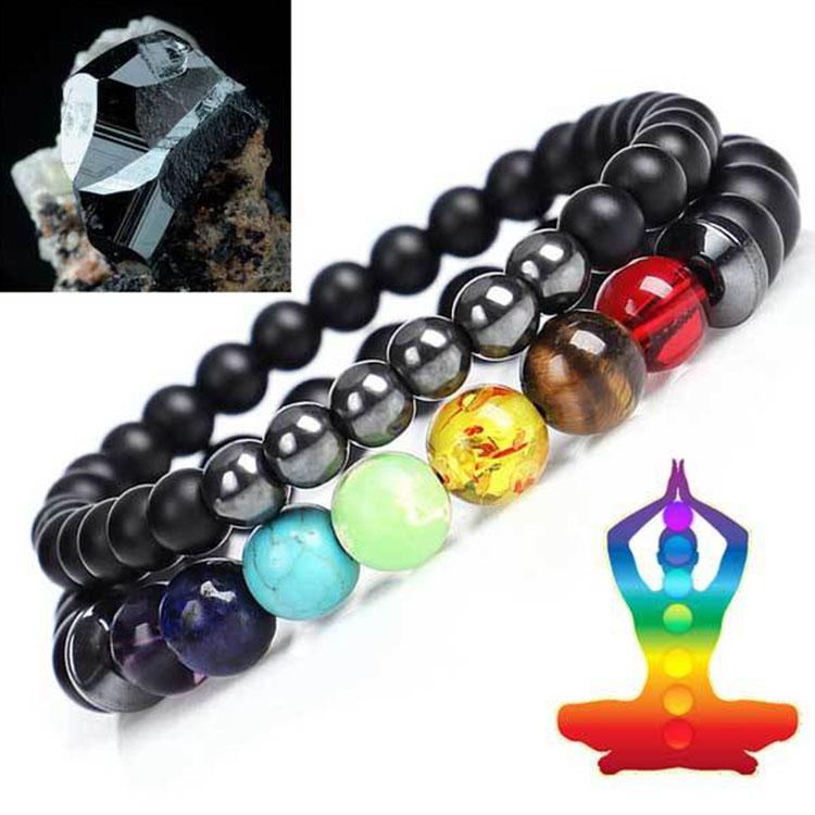 Hematite 7 Chakra Bracelet Set