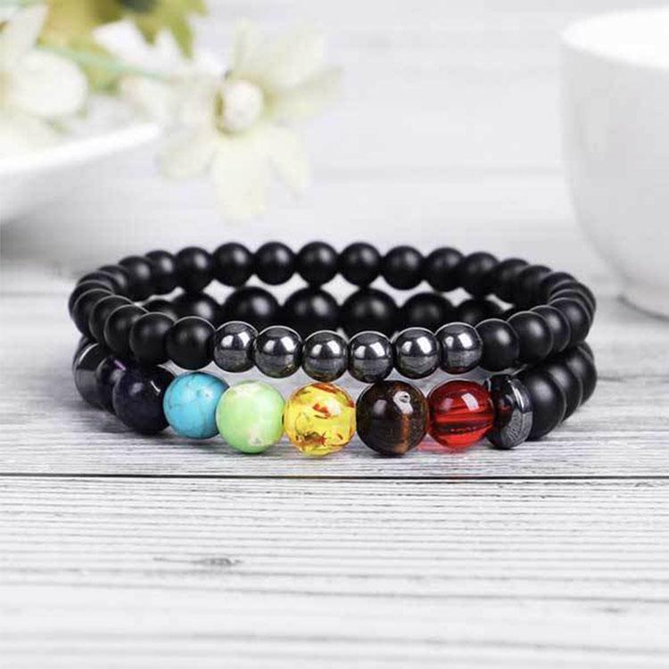 Hematite 7 Chakra Bracelet Set