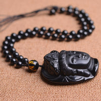 Thumbnail for Handcrafted Obsidian Guanyin Buddha Pendant Necklace