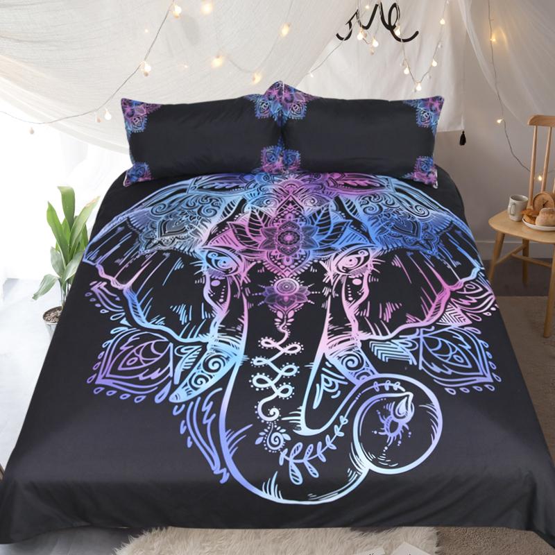 3PCS SET  Bohemian Elephant DUVET COVER WITH PILLOWCASE COVERS