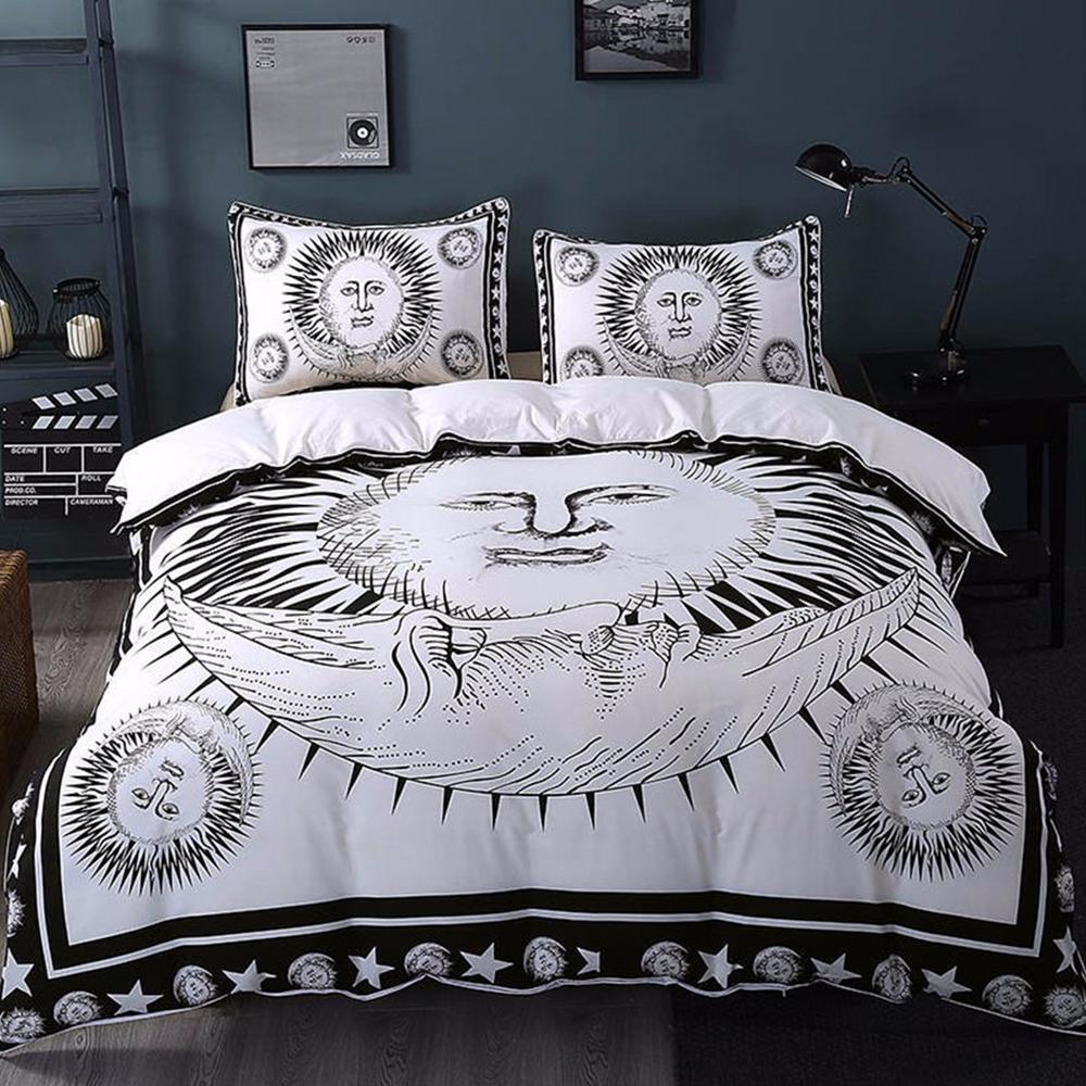 3Pcs Set   Sun and Moon Duvet Cover With Pillowcase Covers