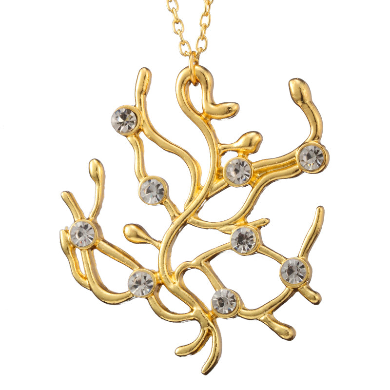Belle's Rhinestone Rose Tree Pendant Necklace