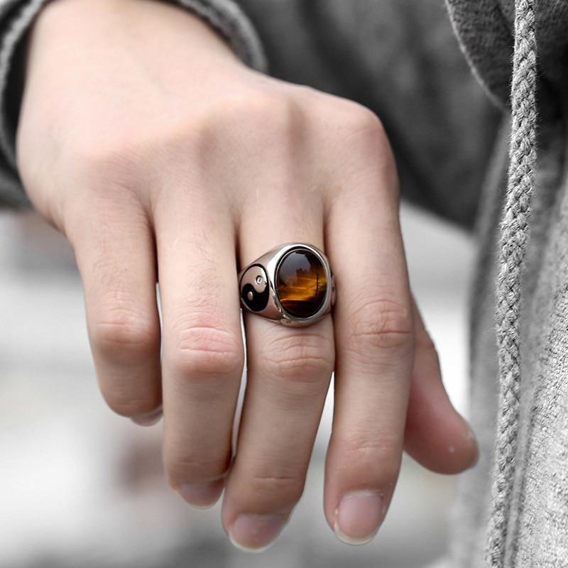 Men's Ying & Yang Tiger Eye PROTECTION Ring