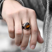 Thumbnail for Men's Ying & Yang Tiger Eye PROTECTION Ring