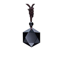 Thumbnail for Black Obsidian Cubic Hexagram NO NEGATIVITY Pendant Necklace