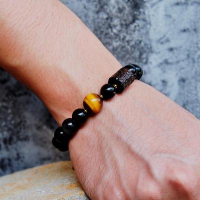 Black Obsidian and Tiger Eye Stone Bracelet