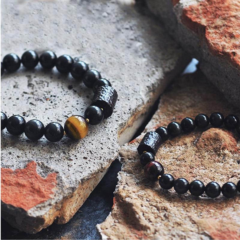 Black Obsidian and Tiger Eye Stone Bracelet