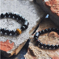 Thumbnail for Black Obsidian and Tiger Eye Stone Bracelet