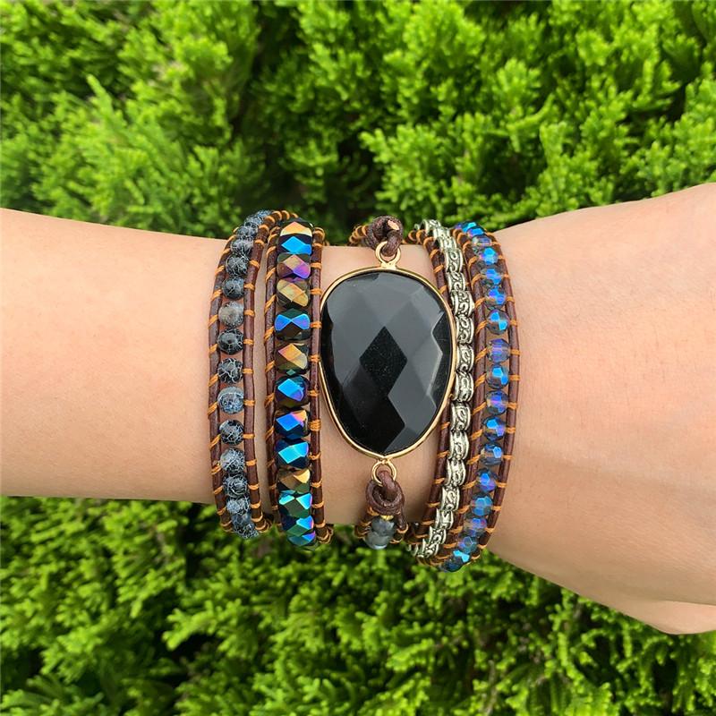 Black Onyx HEALING & GROUNDING 5 Tier Wrap Bracelet- IN STOCK USA