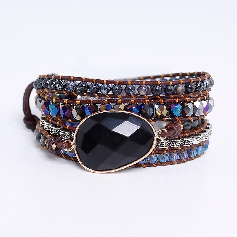 Black Onyx HEALING & GROUNDING 5 Tier Wrap Bracelet- IN STOCK USA