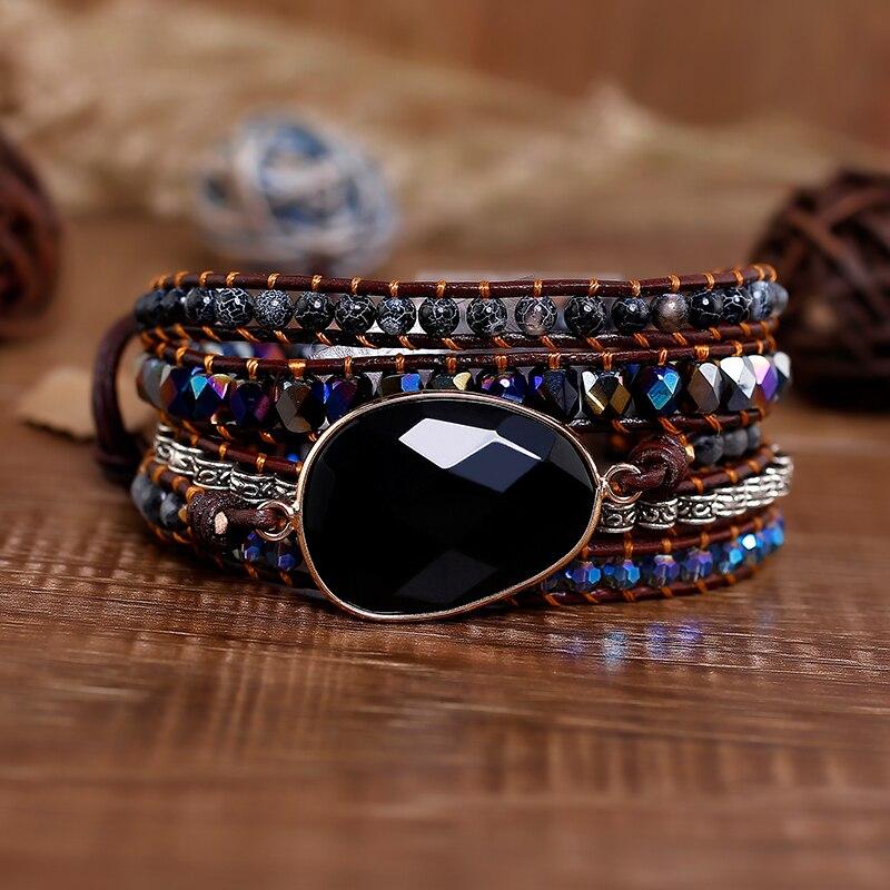 Black Onyx HEALING & GROUNDING 5 Tier Wrap Bracelet- IN STOCK USA