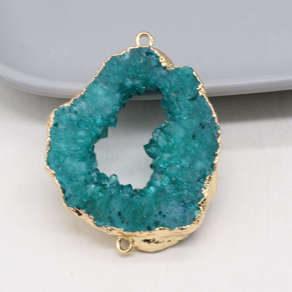 Blue Crystal Geode Pendant Necklace