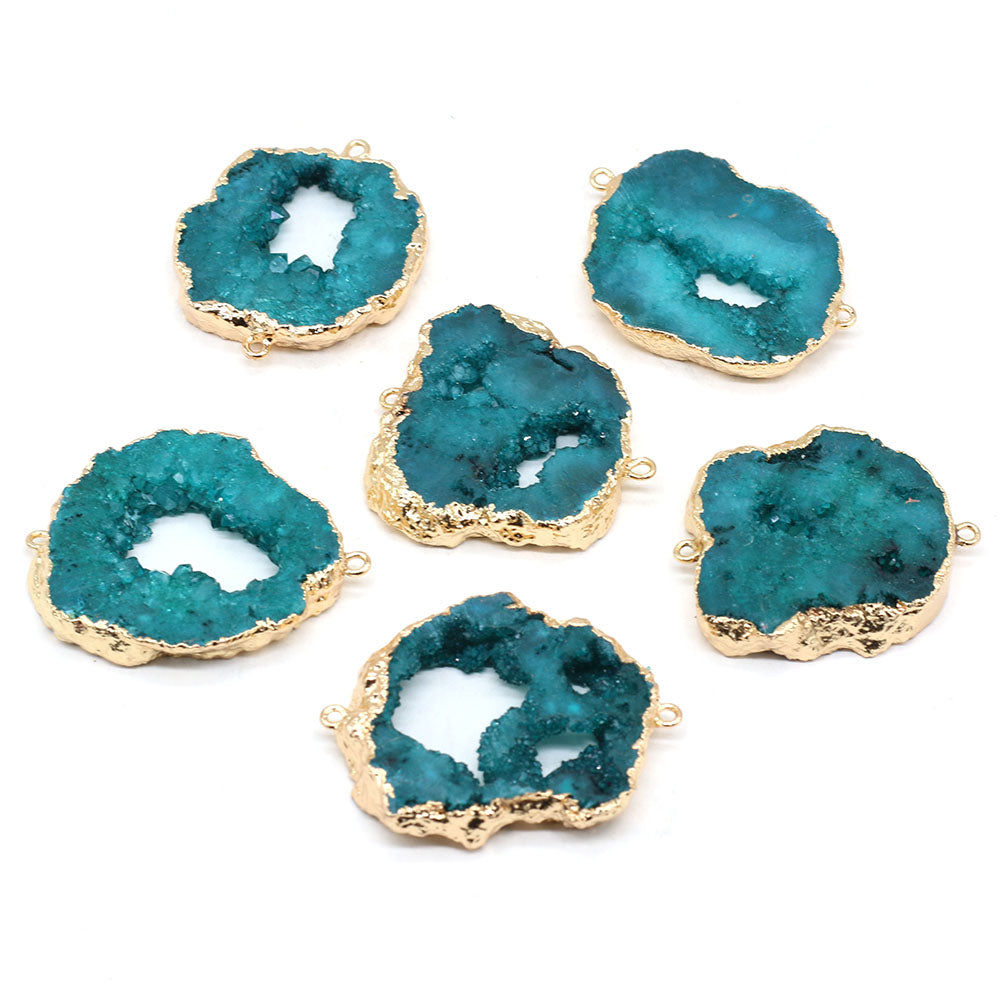 Blue Crystal Geode Pendant Necklace