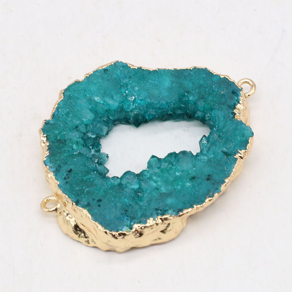 Blue Crystal Geode Pendant Necklace