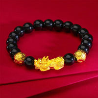 Thumbnail for Feng Shui Black Obsidian Pixiu Wealth Bracelet