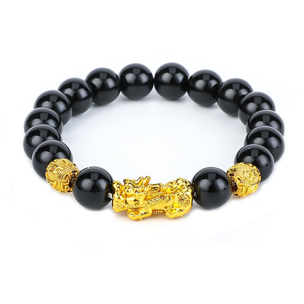 Feng Shui Black Obsidian Pixiu Wealth Bracelet