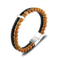 Thumbnail for Leather & Natural Stones Lapis,Wood Jasper & Onyx  ENERGY BOOST  Mens Bracelet