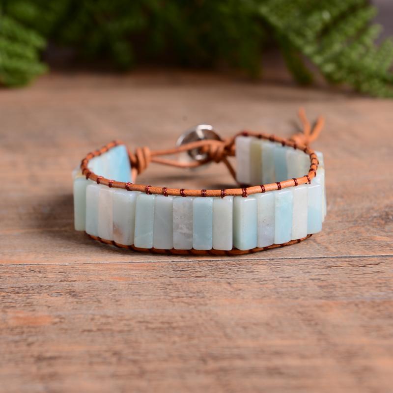 Bohemia Amazonite  Leather Wrap Bracelet