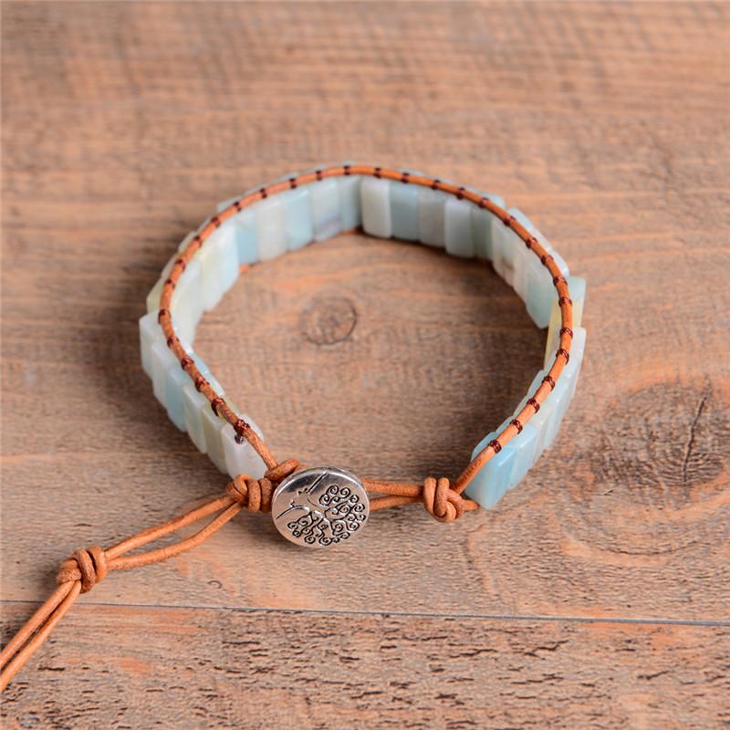 Bohemia Amazonite  Leather Wrap Bracelet