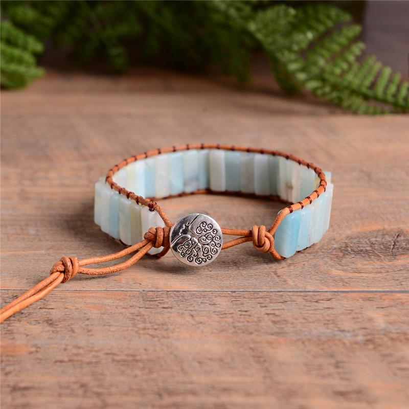 Bohemia Amazonite  Leather Wrap Bracelet