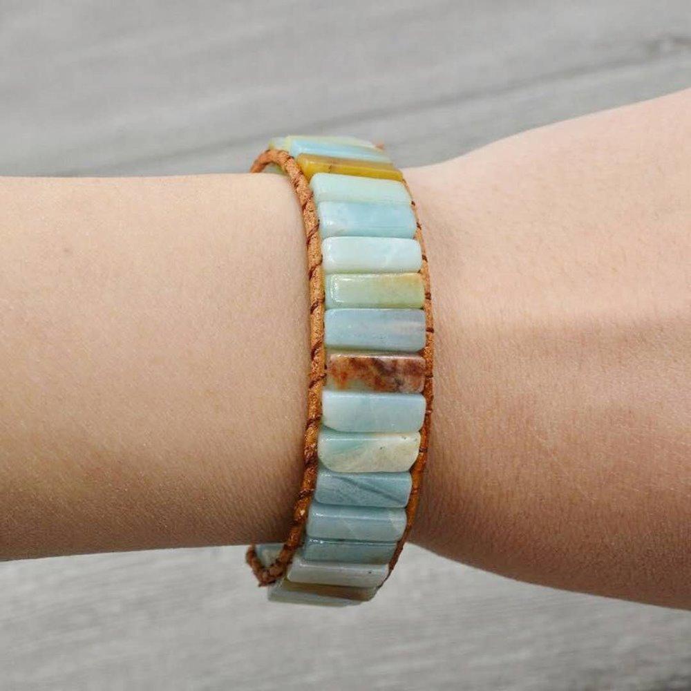 Bohemia Amazonite  Leather Wrap Bracelet