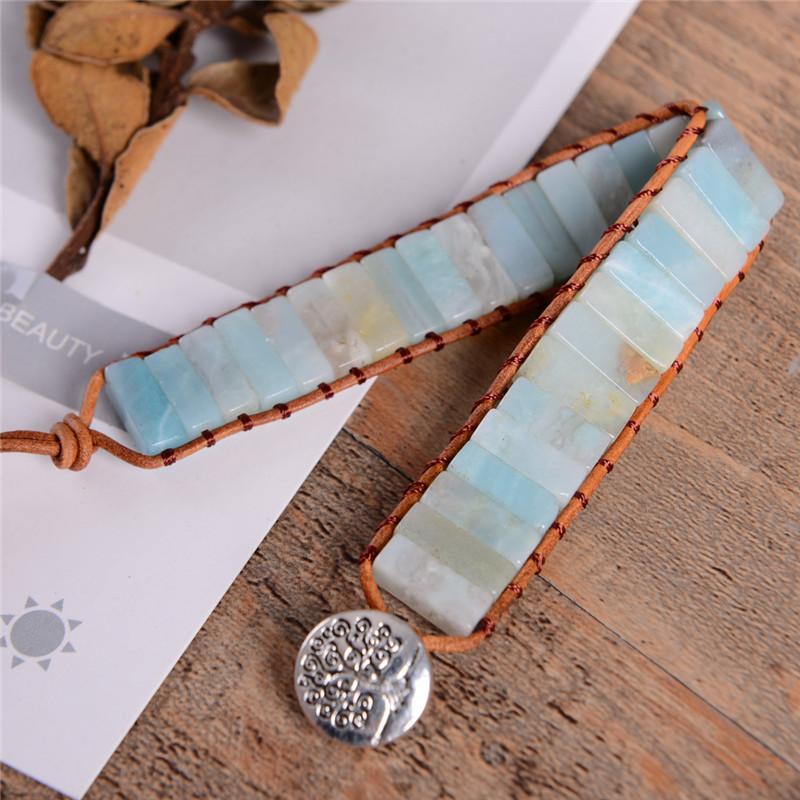 Bohemia Amazonite  Leather Wrap Bracelet