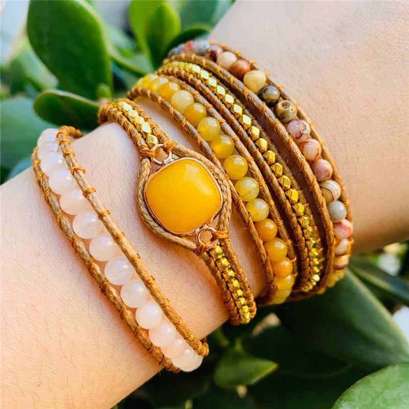 Bohemian Mix Natural Stone Wrap Bracelet