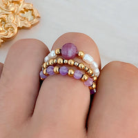 Thumbnail for African Turquoise & Rhodonite with Freshwater Pearls 'BALANCE' Ring Set