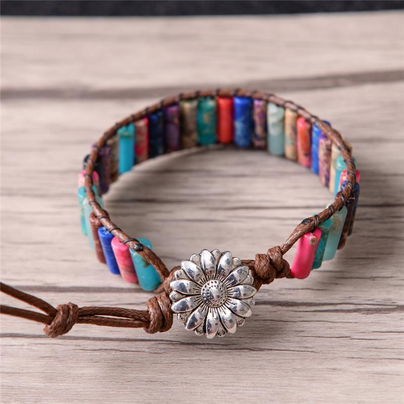 Boho Tube Shape Natural Stone Beaded Wrap Bracelet