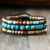 Thumbnail for Boho Chic Jasper Stone Triple-Layer Wrap Bracelet